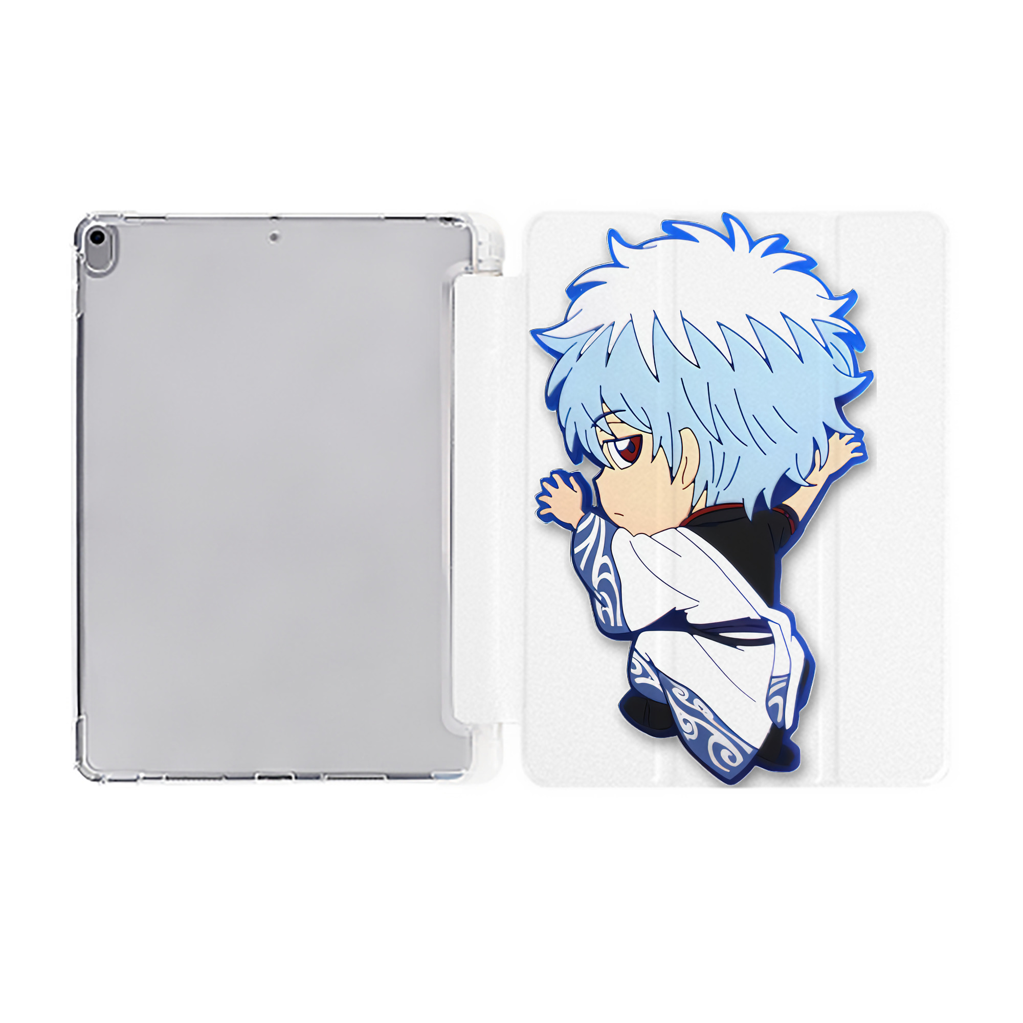 ぎんたま 坂田銀時（さかたぎんとき） 神楽 志村新八（しむら しんぱち） GINTAMA Sakata Gintoki Kagura Shimura Shinpachi IPad ケース ペン収納付き 三つ折りスタンド PUレザー×シリコン 対応機種9.5/10.5/10.9インチ